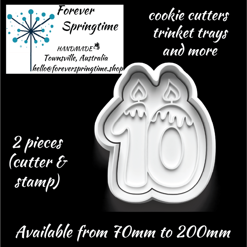 Birthday Number 10 Cutter and Embosser Stamp: Art, Baking, Craft