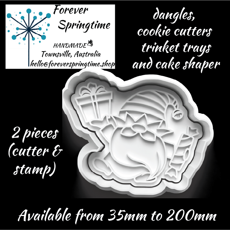 CHRISTMAS Gnome (a) Cutter and Embosser Stamp: Art, Baking, Craft