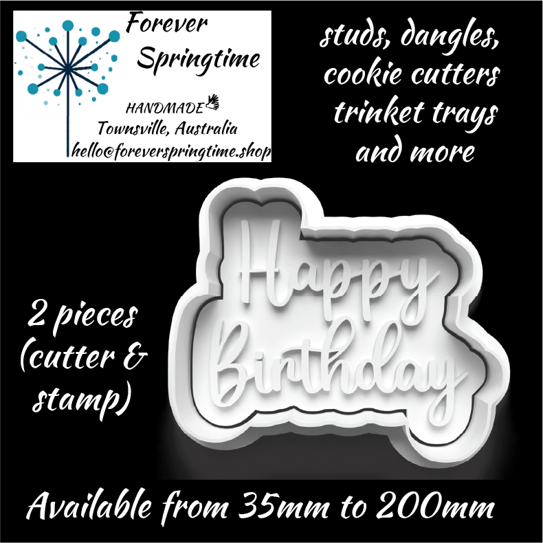 Happy Birthday Cutter and Embosser Stamp: Art, Baking, Craft