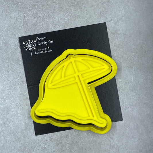 BEACH brollie Cookie Cutter and Embosser Stamp for Fondant / Polymer Clay / Clay / Plasticine