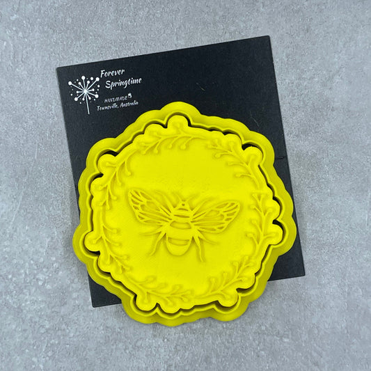 BEE Cookie Cutter and Embosser Stamp for Fondant / Polymer Clay / Clay / Plasticine