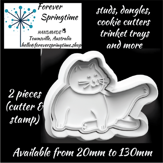 Yoga Cat 'Leg stretch' Cutter and Embosser Stamp: Art, Baking, Craft