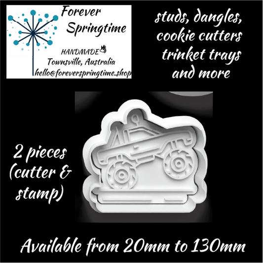 Monster Truck Cutter and Embosser Stamp: Art, Baking, Craft