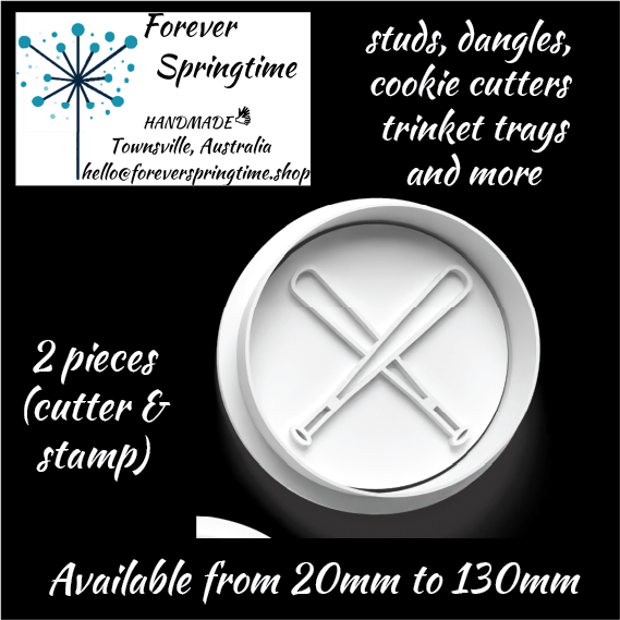 BASEBALL Bats Cutter and Embosser Stamp: Art, Baking, Craft