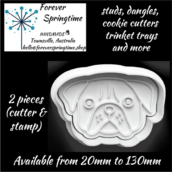 Cute Pug Face B Cutter and Embosser Stamp: Art, Baking, Craft