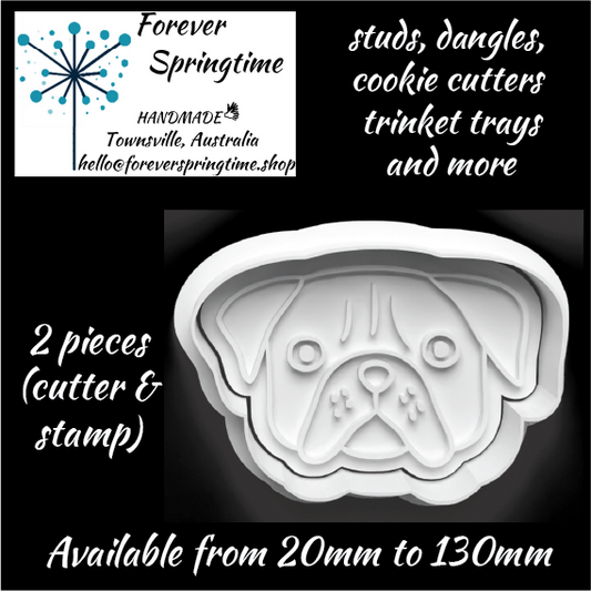 Cute Pug Face B Cutter and Embosser Stamp: Art, Baking, Craft