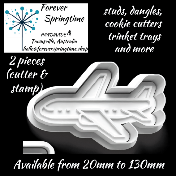 Airplane (B) Cutter and Embosser Stamp: Art, Baking, Craft