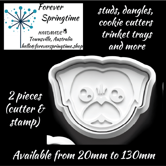 Cute Pug Face C Cutter and Embosser Stamp: Art, Baking, Craft