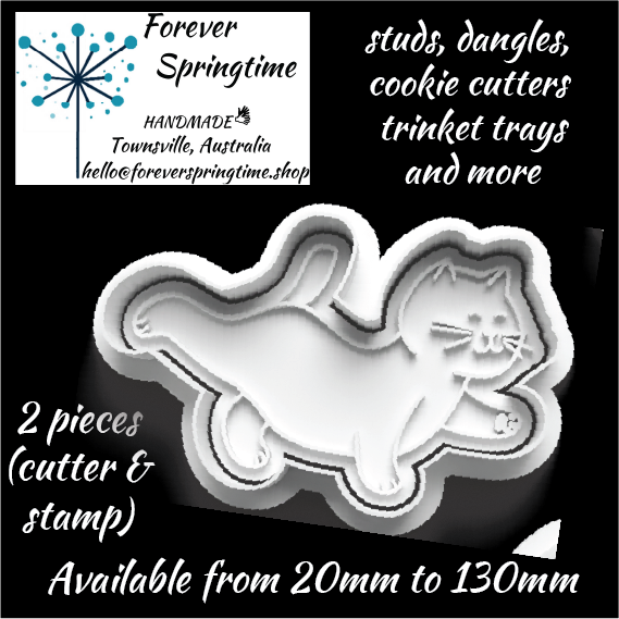 Yoga Cat 'Prancing' Cutter and Embosser Stamp: Art, Baking, Craft