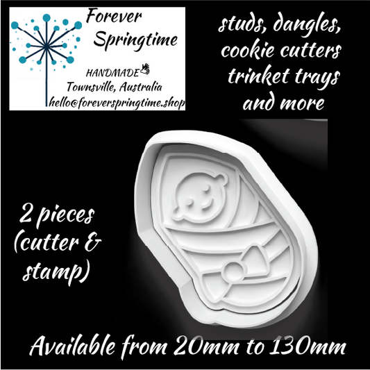 BABY in a blanket Cutter and Embosser Stamp: Art, Baking, Craft