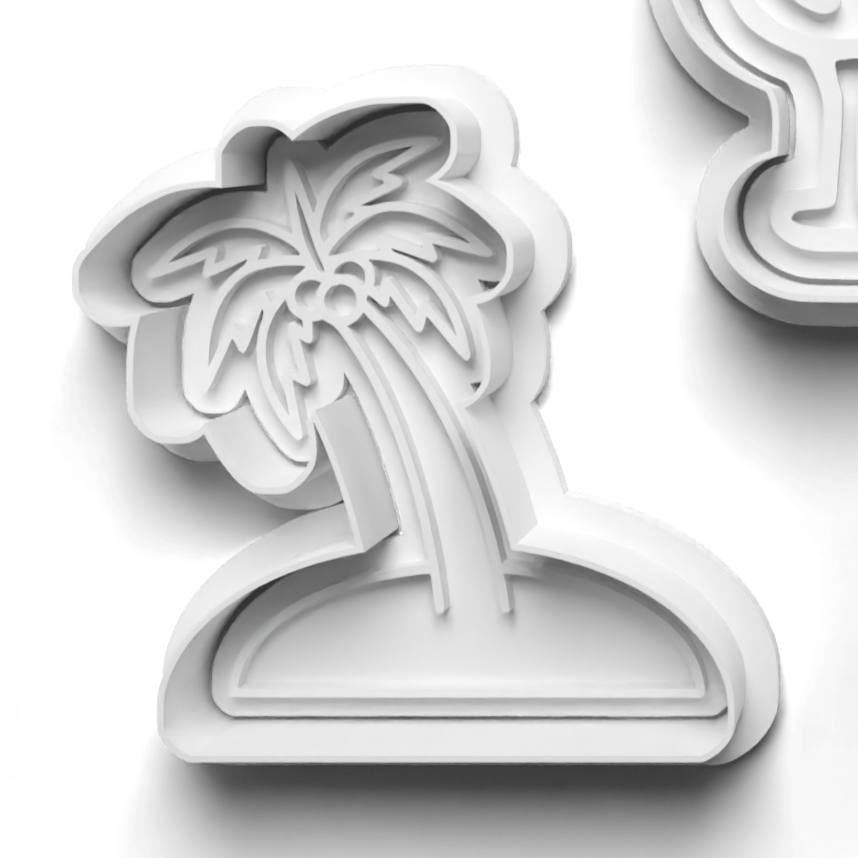 Holiday PALM TREE Cookie Cutter and Embosser Stamp for Fondant / Polymer Clay / Clay / Plasticine