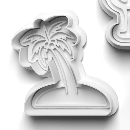 Holiday PALM TREE Cookie Cutter and Embosser Stamp for Fondant / Polymer Clay / Clay / Plasticine