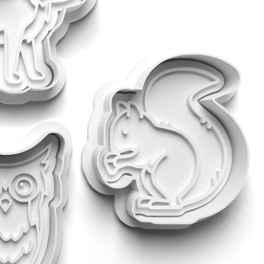 Forest Animals SQUIRREL Cookie Cutter and Embosser Stamp for Fondant / Polymer Clay / Clay / Plasticine