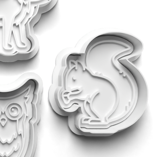 Forest Animals SQUIRREL Cookie Cutter and Embosser Stamp for Fondant / Polymer Clay / Clay / Plasticine