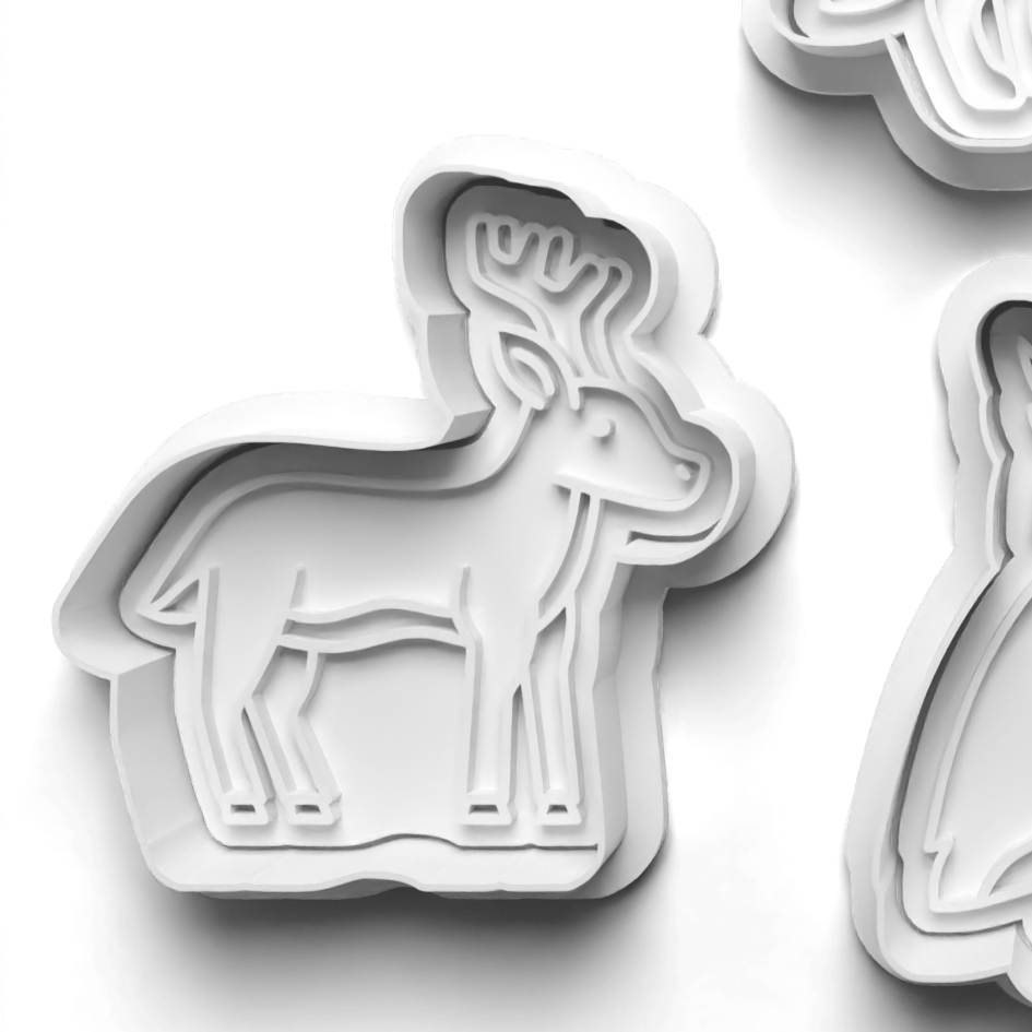 Forest Animals DEER Cookie Cutter and Embosser Stamp for Fondant / Polymer Clay / Clay / Plasticine