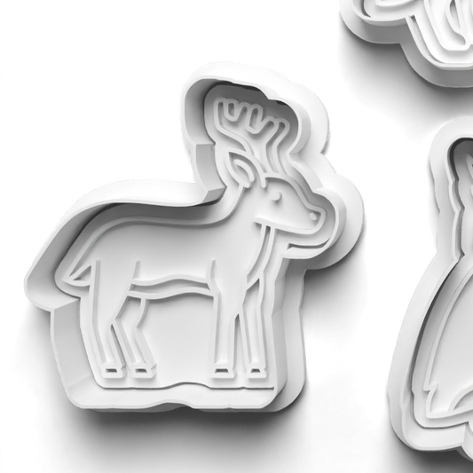 Forest Animals DEER Cookie Cutter and Embosser Stamp for Fondant / Polymer Clay / Clay / Plasticine