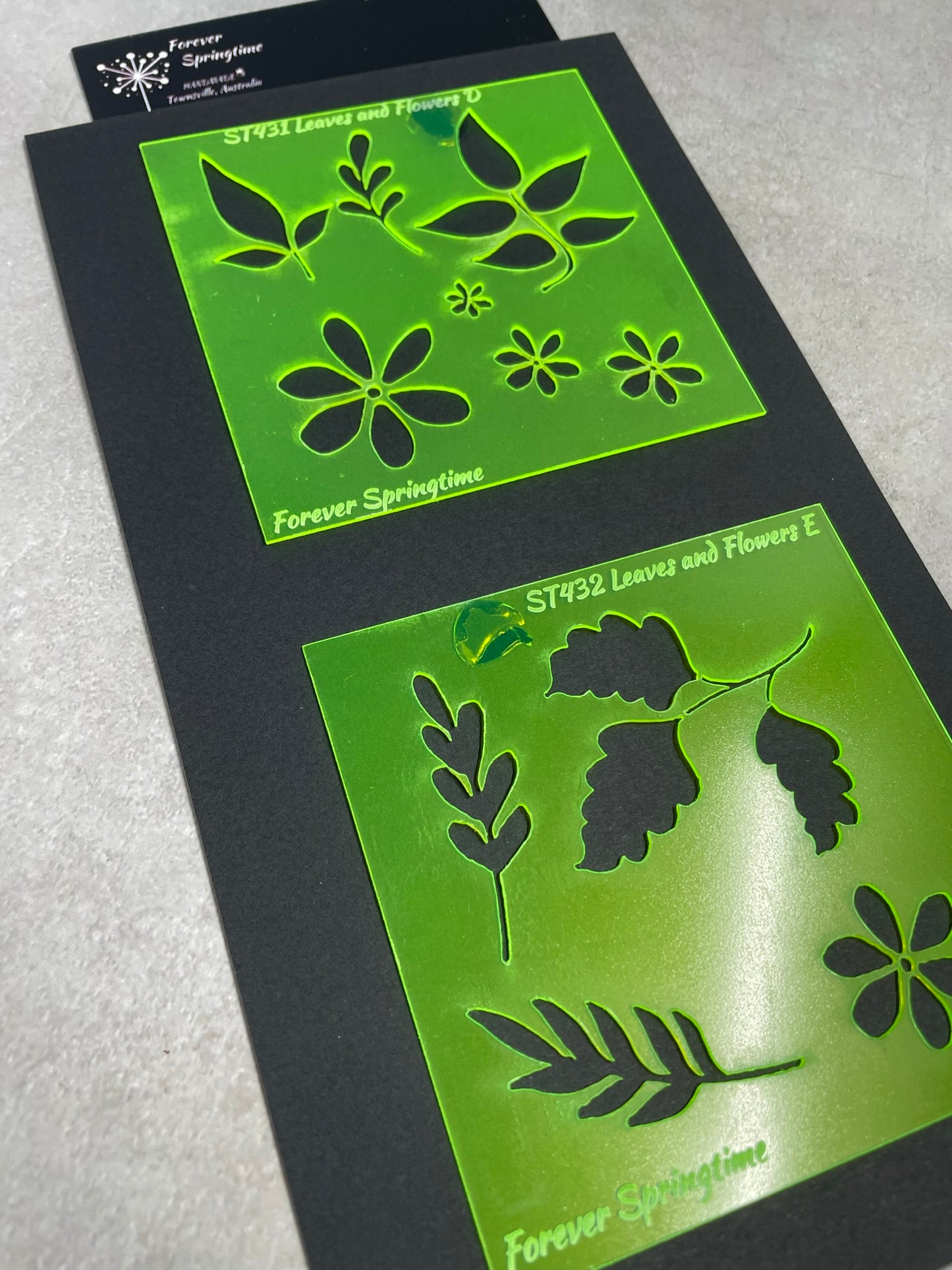 FLOWERS and LEAVES 'BB' Stencil Set of 2 | Australian home made