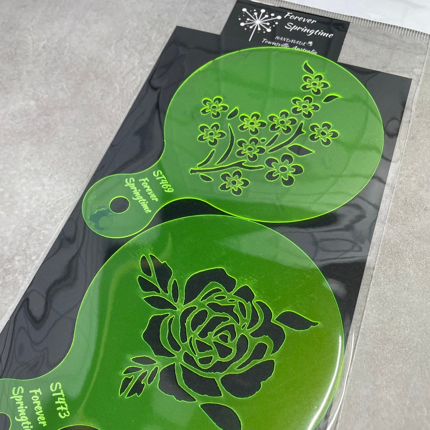 FLOWERS 'BB' Round Stencil Set of 2 | Australian home made