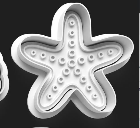 Ocean STARFISH Shaped Cookie Cutter and Embosser Stamp for Fondant / Polymer Clay / Clay / Plasticine