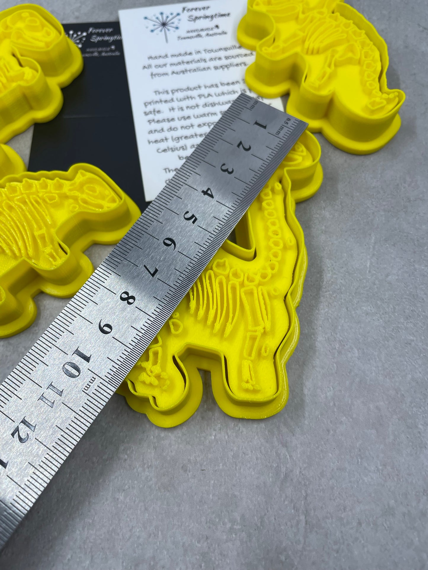 DINO MINI Set of 4 Cookie Cutter and Embosser Stamp for Fondant / Polymer Clay / Clay / Plasticine