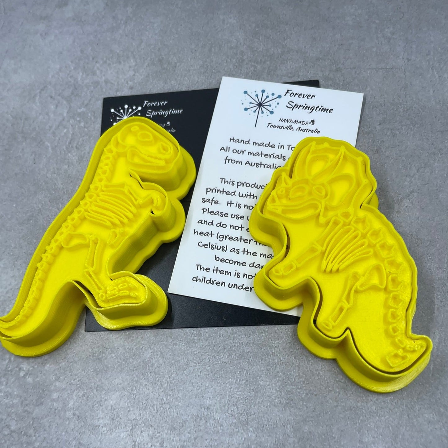 DINO MINI Set of 2 Cookie Cutter and Embosser Stamp for Fondant / Polymer Clay / Clay / Plasticine