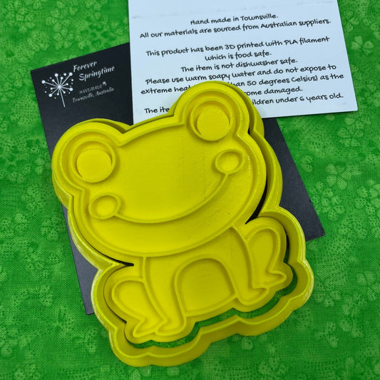 FROG Cookie Cutter and Embosser Stamp for Fondant / Polymer Clay / Clay / Plasticine