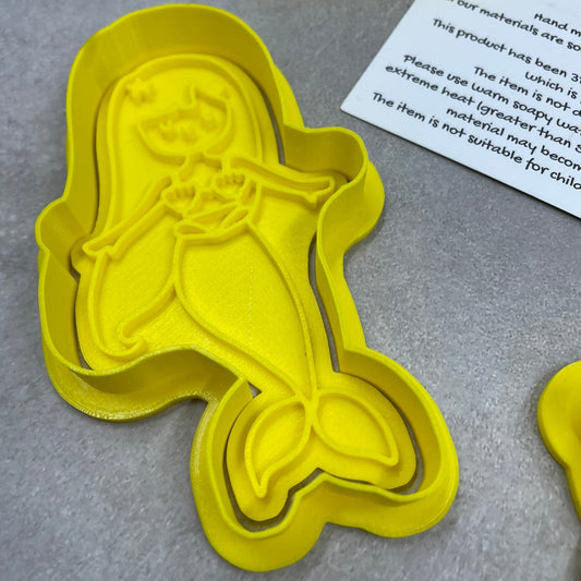 MERMAID Cookie Cutter and Embosser Stamp for Fondant / Polymer Clay / Clay / Plasticine