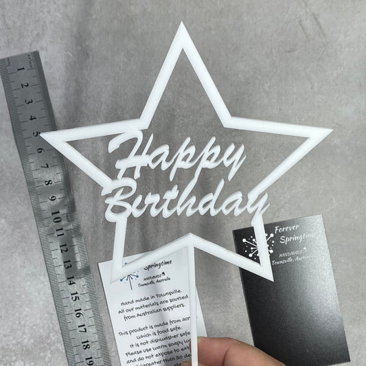 BIRTHDAY Happy Birthday 'O' Cake Topper 'One Star' | Acrylic