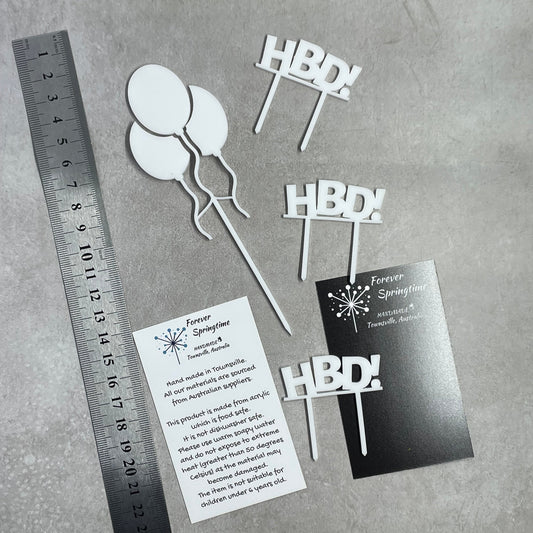 BIRTHDAY Happy Birthday 'C' Cake Topper 'Balloon' set | Acrylic