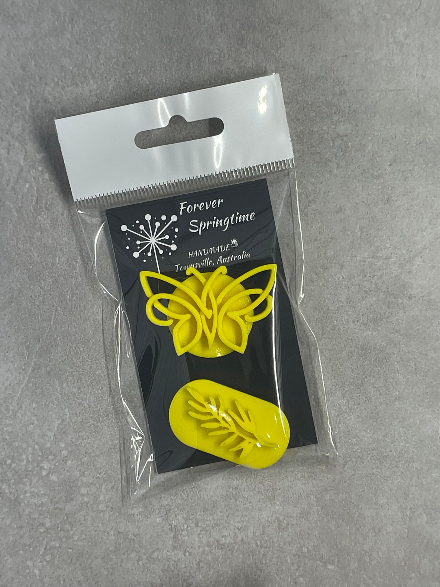 Flowers BUTTERFLY (medium) and PLANT Embossed - 2 Stamps for Fondant / Polymer Clay / Clay / Plasticine