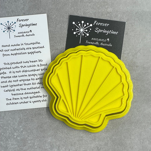 Ocean FAN SHELL Shaped Cookie Cutter and Embosser Stamp for Fondant / Polymer Clay / Clay / Plasticine