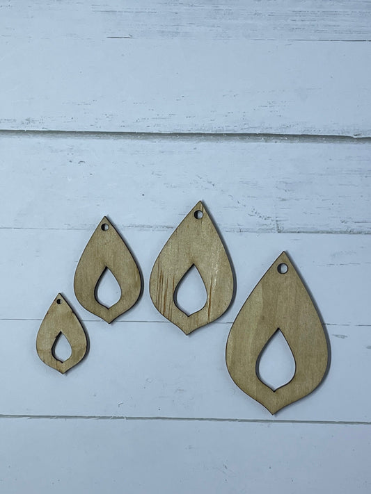 Tear drop 2 Jewellery Earrings Wood Blank 40mm, 50mm, 60mm AUSTRALIAN MADE Handmade Craft DIY