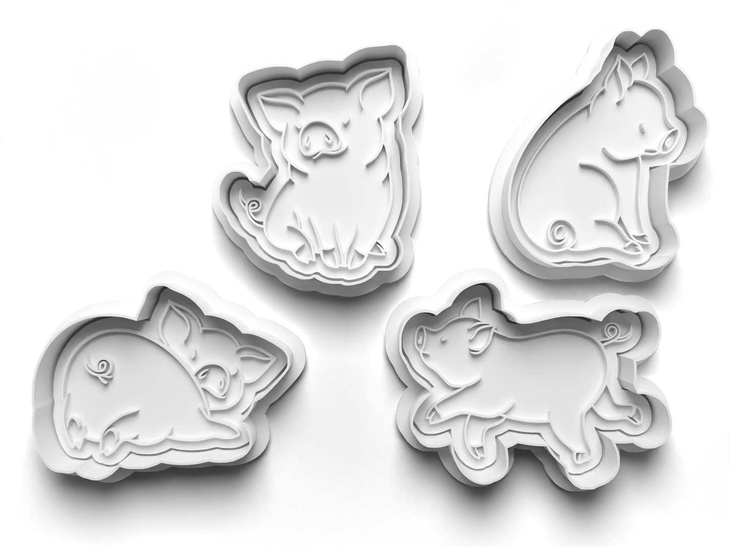 PIG CUTIE Cookie Cutter and Embosser Stamp for Fondant / Polymer Clay / Clay / Plasticine