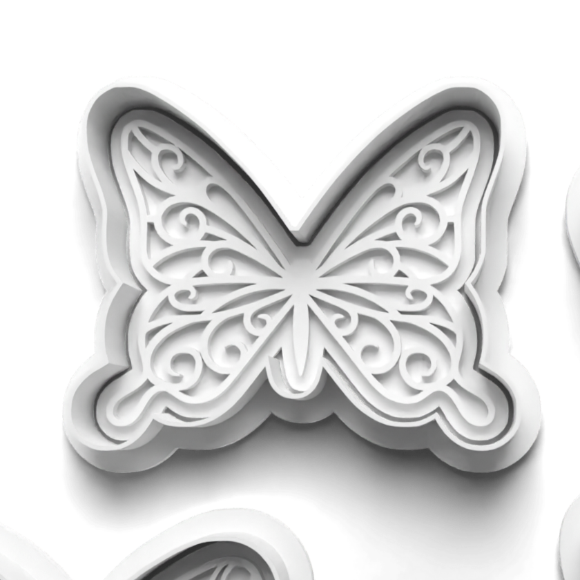 Butterfly B Cookie Cutter and Stamp for Fondant / Polymer Clay / Clay / Plasticine