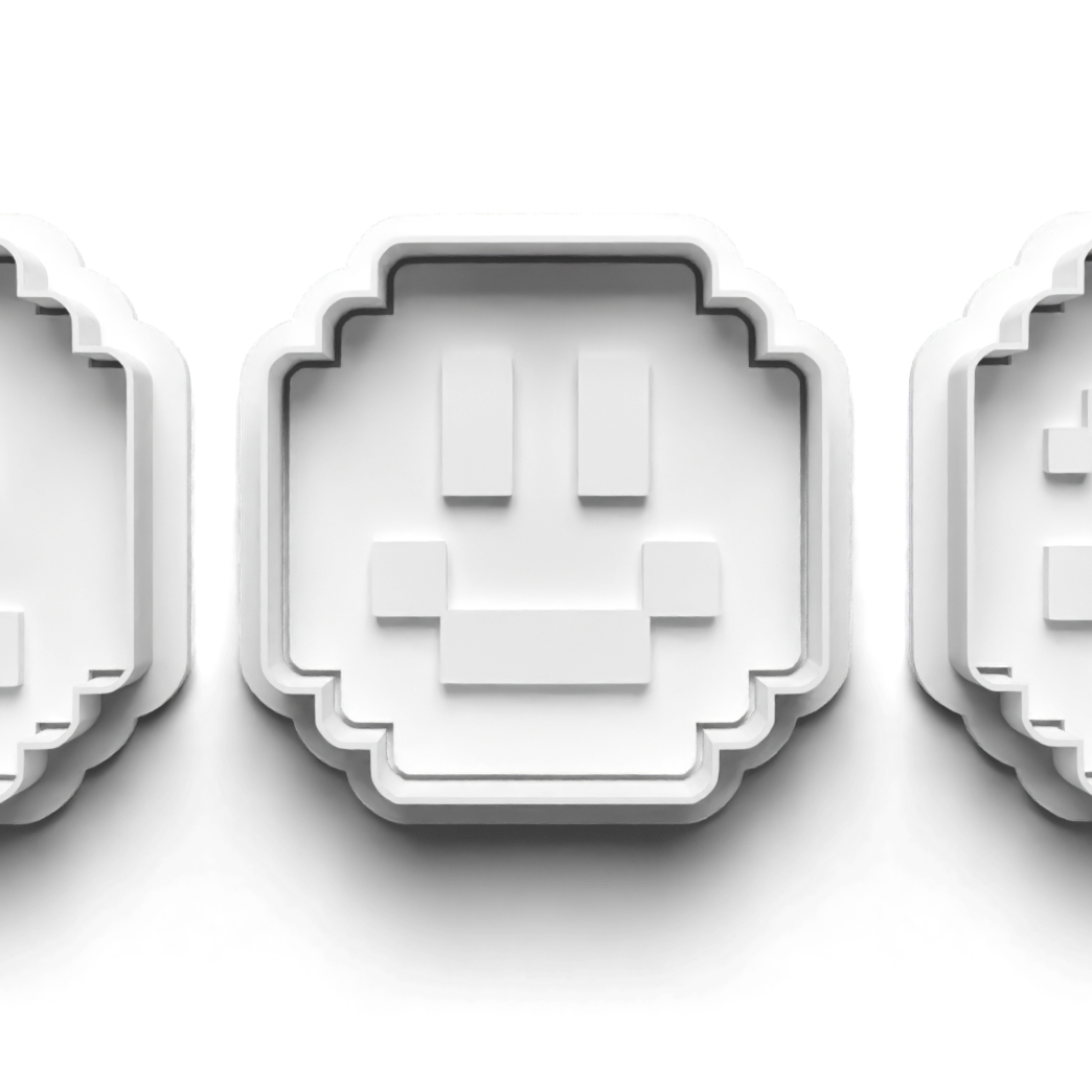 Pixel Face (c) Cookie Cutter and Stamp for Fondant / Polymer Clay / Clay / Plasticine