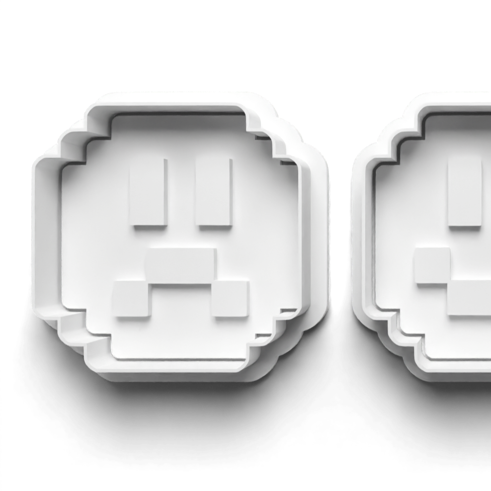 Pixel Face (b) Cookie Cutter and Stamp for Fondant / Polymer Clay / Clay / Plasticine