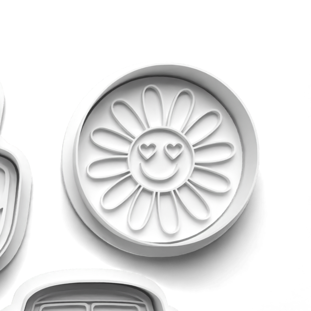 FLOWER POWER Cookie Cutter and Embosser Stamp for Fondant / Polymer Clay / Clay / Plasticine