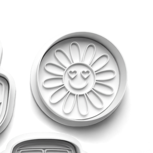 FLOWER POWER Cookie Cutter and Embosser Stamp for Fondant / Polymer Clay / Clay / Plasticine