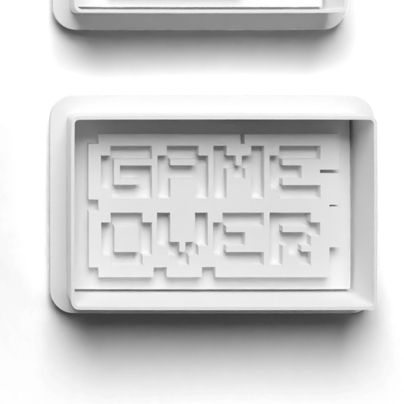 GAME OVER (version D) Cookie Cutter and Stamp for Fondant / Polymer Clay / Clay / Plasticine