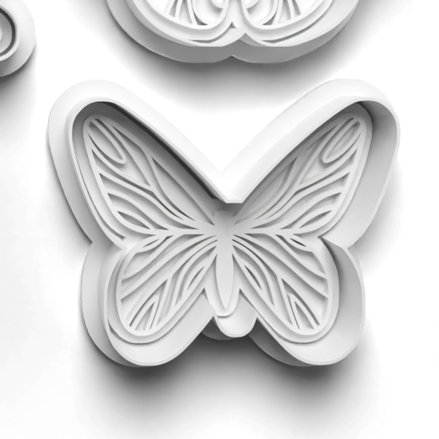 Butterfly C Cookie Cutter and Stamp for Fondant / Polymer Clay / Clay / Plasticine