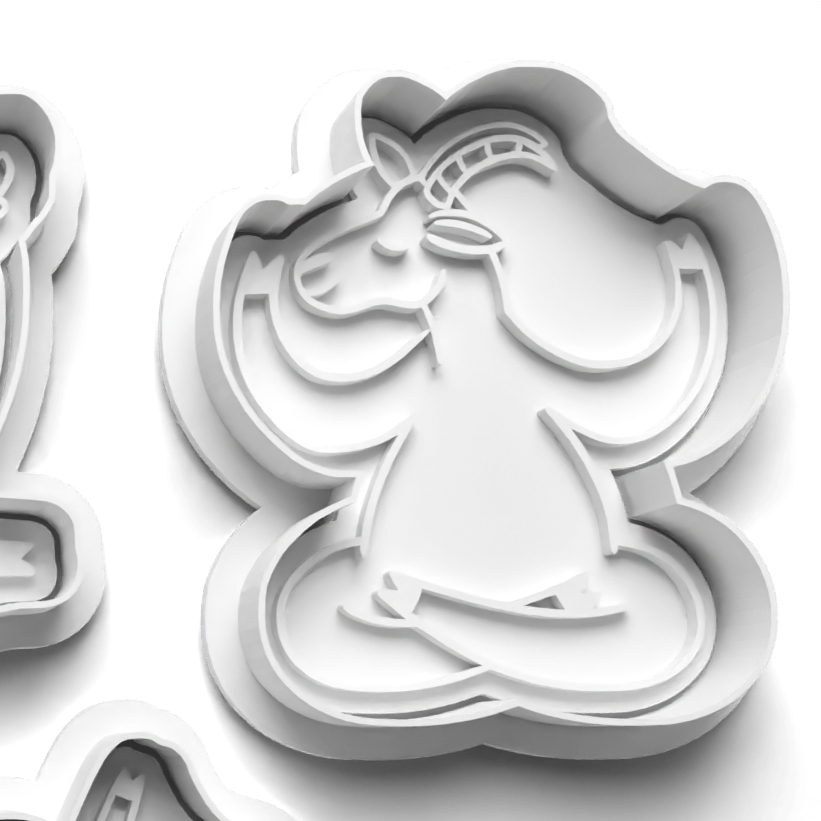 GOAT  'Zen' Cookie Cutter and Embosser Stamp for Fondant / Polymer Clay / Clay / Plasticine