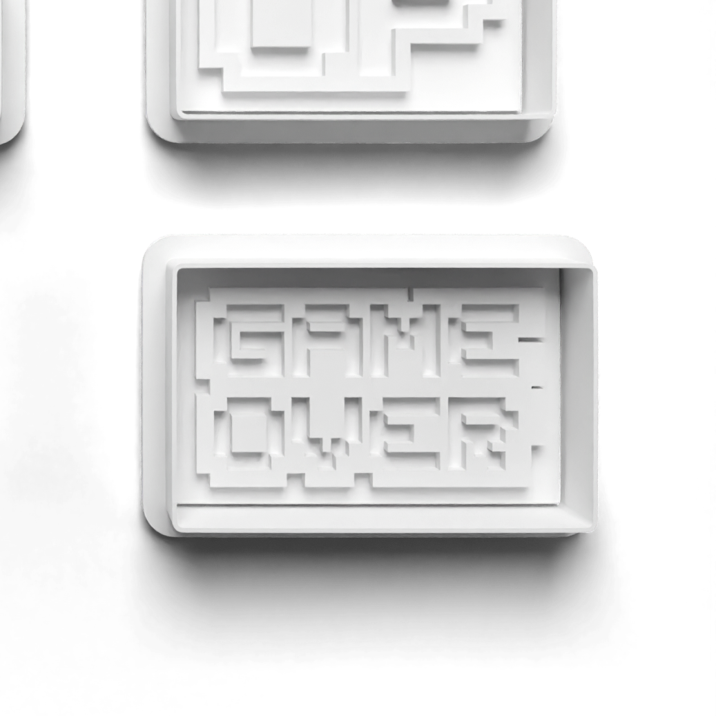 GAME OVER (version D) Cookie Cutter and Stamp for Fondant / Polymer Clay / Clay / Plasticine