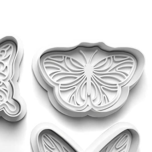 Butterfly D Cookie Cutter and Stamp for Fondant / Polymer Clay / Clay / Plasticine