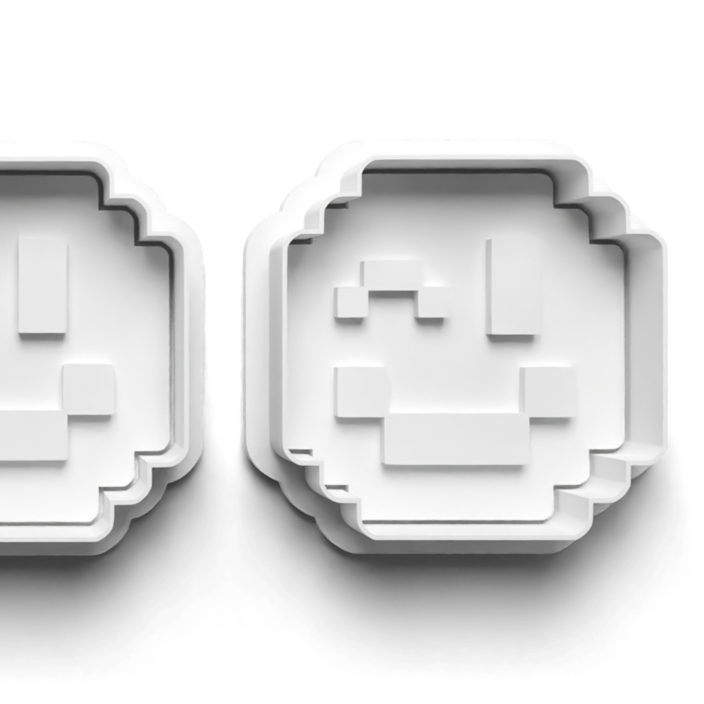 Pixel Face (a) Cookie Cutter and Stamp for Fondant / Polymer Clay / Clay / Plasticine